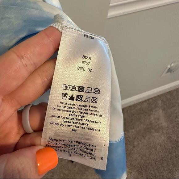 NWT GANNI Blue White Satin Powder Blue Mini Dress XS 32 - Picture 11 of 13